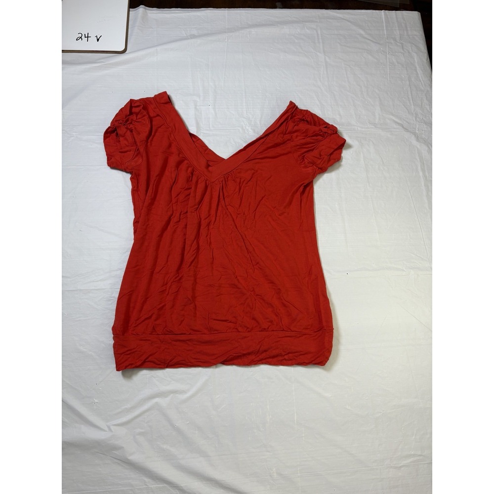 womens Twenty One red/orange‎ short sleeve v-neck blouse size Large